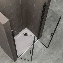 Porte de douche KIMIBLACK H.180 largeur réglable 76 à 79 cm verre transparent - Saniverre