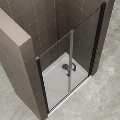 Porte de douche KIMIBLACK H.180 largeur réglable 76 à 79 cm verre transparent - Saniverre