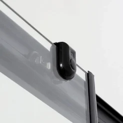 Porte de douche niche 150 cm avec porte coulissante et cadre en aluminium noir mat
