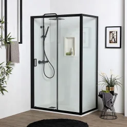 Porte De Douche Niche 120 Cm Avec Côté Fixe 80 Cm Avec Verre Trempé Transparent 6 Mm - City