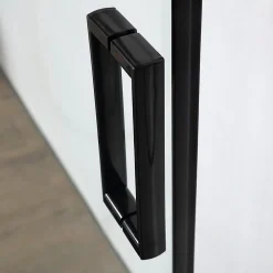 Porte de douche niche coulissante 110 cm noir mat verre trempé 6 mm transparent - city