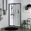 Porte de douche niche noir mat avec ouverture réversible 120 cm - city