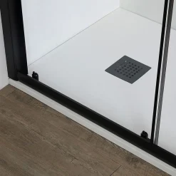 Porte de douche noir mat 140 cm niche avec porte coulissante - city