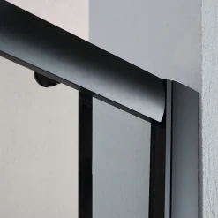 Porte de douche noir mat 140 cm niche avec porte coulissante - city