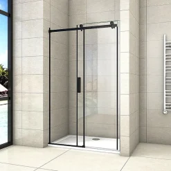 Porte De Douche Noire Coulissante 140x200cm Porte De Douche Coulissante Noir En 8mm Verre Anticalcaire