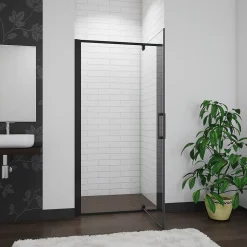 Porte De douche noire 80x185cm porte de douche pivotante en 6mm verre de sécurité Installation en niche