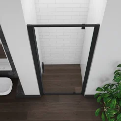 Porte De douche noire 80x185cm porte de douche pivotante en 6mm verre de sécurité Installation en niche
