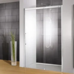 Porte de douche ouverture droite transparent 140 cm, Schulte Manhattan