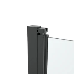 Porte de douche pivotante l.90 x H.195 cm, verre transparent, profilés alu noir, GoodHome Ledava