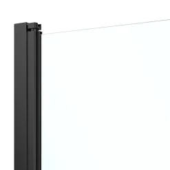 Porte de douche pivotante l.90 x H.195 cm, verre transparent, profilés alu noir, GoodHome Ledava