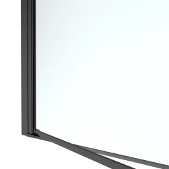 Porte de douche pivotante l.90 x H.195 cm, verre transparent, profilés alu noir, GoodHome Ledava