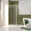 Porte de douche pivotante et paroi fixe l.90 x 90 x H.200 cm profilés doré brossé, Galedo Factory