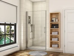Porte de douche pivotante 76cm en 6mm verre anticalcaire Installation en niche Hauteur 187cm