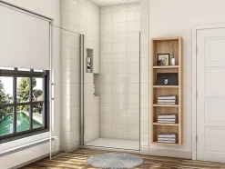 Porte de douche pivotante 76cm en 6mm verre anticalcaire Installation en niche Hauteur 187cm