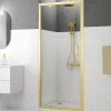 Porte de douche pivotante 90 x 200 cm, profilés alu doré brossé, Galedo Factory Gold