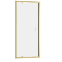 Porte de douche pivotante 90 x 200 cm, profilés alu doré brossé, Galedo Factory Gold