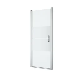 Porte de douche pivotante l.80 x H.195 cm, bandes miroir, profilés alu chrome, GoodHome Ledava