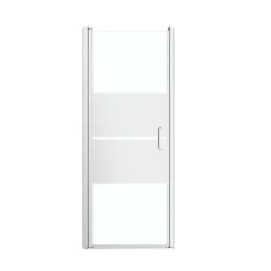 Porte de douche pivotante l.80 x H.195 cm, bandes miroir, profilés alu chrome, GoodHome Ledava