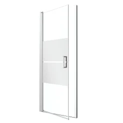 Porte de douche pivotante l.80 x H.195 cm, bandes miroir, profilés alu chrome, GoodHome Ledava