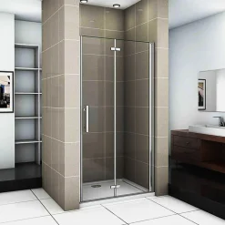 Porte De Douche Pivotante Et Pliante 80cm Verre Trempé Anticalcaire Hauteur 185cm