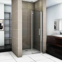 Porte De Douche Pivotante Et Pliante 80cm Verre Trempé Anticalcaire Hauteur 185cm