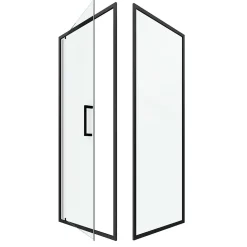 Porte de douche Pivotante et retour 80x80x200 - Profilés noir mat - CRUSH PIVOTANTE