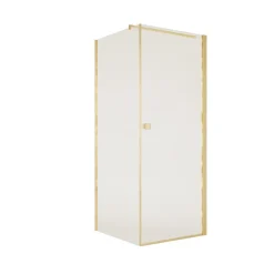 Porte de Douche Pivotante 70x195cm et Retour 90cm - Verre 8mm Anticalcaire - Profil Or Brosse