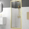 Porte de douche pivotante 80 x 200 cm, profilés alu doré brossé, Galedo Factory Gold