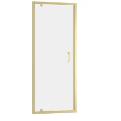 Porte de douche pivotante 80 x 200 cm, profilés alu doré brossé, Galedo Factory Gold
