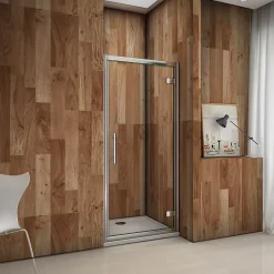 Porte de douche pivotante 100cm en 6mm verre trempé clair Porte de douche Hauteur 185cm, poignée inox, grandes charnières