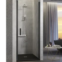 Porte de douche pivotante NARDI profil noir mat 70-74 cm