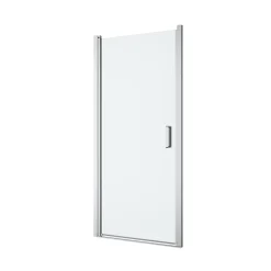 Porte de douche pivotante l.90 x H.195 cm, verre transparent, profilés alu chrome, GoodHome Ledava