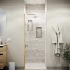 Porte de Douche Pivotante 90x180 cm en Verre Trempe 5 mm - Finition Or Brosse - GOLD ELEMENTARY
