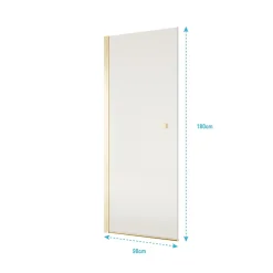 Porte de Douche Pivotante 90x180 cm en Verre Trempe 5 mm - Finition Or Brosse - GOLD ELEMENTARY