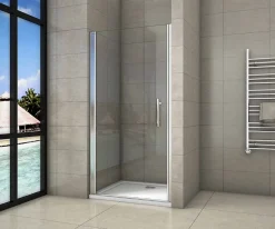 Porte de douche pivotante 90x180cm en 6mm verre anticalcaire porte de douche Hauteur 180cm Installation en niche