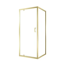 Porte de douche pivotante et paroi fixe l.80 x 80 x H.200 cm profilés doré brossé, Galedo Factory