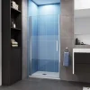 Porte de Douche Pivotante 70x185cm en 6mm verre bande central Dépoli et Anticalcaire - Installation à gauche en niche