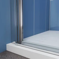 Porte de Douche Pivotante 70x185cm en 6mm verre bande central Dépoli et Anticalcaire - Installation à gauche en niche