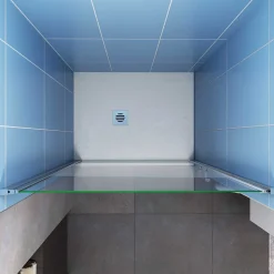 Porte de Douche Pivotante 70x185cm en 6mm verre bande central Dépoli et Anticalcaire - Installation à gauche en niche