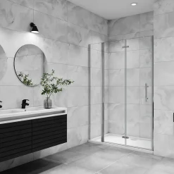 Porte De douche pivotante 120x185cm en 6mm verre anticalcaire porte de douche pliante avec un élément fixe