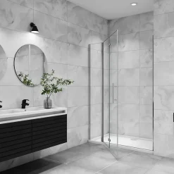Porte De douche pivotante 120x185cm en 6mm verre anticalcaire porte de douche pliante avec un élément fixe