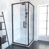 Porte de douche Pivotante et retour 90x90x200 - Profilés noir mat - CRUSH PIVOTANTE