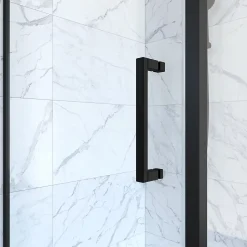 Porte de douche Pivotante et retour 90x90x200 - Profilés noir mat - CRUSH PIVOTANTE