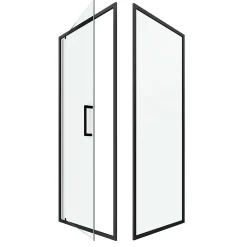 Porte de douche Pivotante et retour 90x90x200 - Profilés noir mat - CRUSH PIVOTANTE
