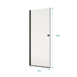 Porte de Douche pivotante 90x180 cm en Verre Trempe 5 mm - Finition Noire - DARK ELEMENTARY