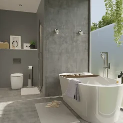 Porte de douche pivotante l.80 x H.195 cm, verre transparent, profilés alu chrome, GoodHome Ledava