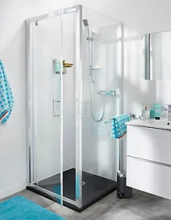 Porte de douche pivotante Cooke & Lewis Onega transparente 80 cm