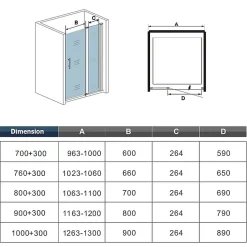 Porte De Douche Pivotante 120x187cm Porte De Douche Avec 1 élément Fixe En 6mm Verre Anticalcaire