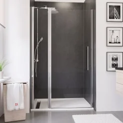 Porte de douche pivotante l.120xH.192cm, verre transparent anticalcaire 5mm, profilé chromé, Schulte NewStyle