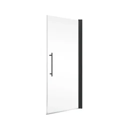 Porte de douche pivotante l.80 x H.192 cm, verre transparent anticalcaire, profilé noir mat, Schulte NewStyle
